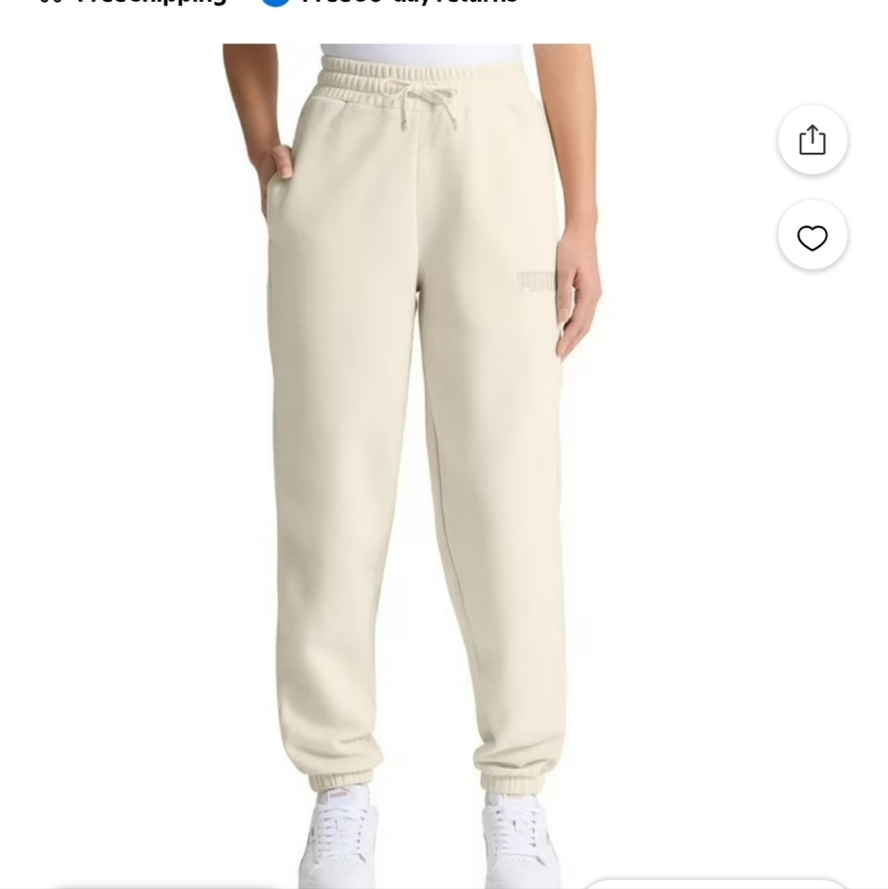 Puma Womens Embroidered Joggers In Large Cream